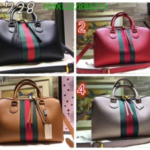 A collage of the Gucci Replica Ophidia AAAA Leather Bag in various colors: Black, Red, Brown, and Grey.