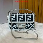 Stylish Black and White Fendi Replica Baguette Mini Shoulder Bag BY4522