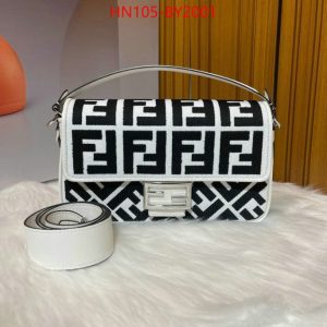Stylish Fendi Replica Baguette AAAA Women's Bag in White & Black