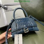 Blue Leather Balenciaga Replica Hourglass Small Shoulder Bag