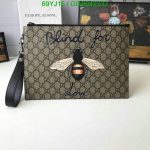 Stylish image showcasing the Gucci Replica GG Supreme Bee Print Pouch Clutch Bag GGB445 in special material PVC.