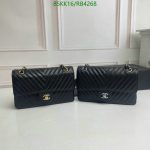 Stylish image featuring the Chanel Replica Chevron Caviar Double Flap MM Bag RB9668 with dual hardware options.