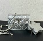 Chic silver lambskin purse showcasing the Chanel Replica Star Coin Purse Flap Bag Y25Y25.