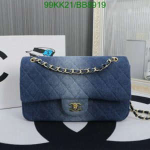 Elegant Chanel Replica Washed Denim Shoulder Bag BB8919 in Sky Blue