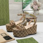 Elegant Beige Gucci Replica HORSEBIT Flatform Sandal DS47