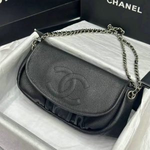 Stylish Chanel Replica Half Moon Black Caviar Bag BB84