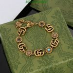 Stylish Gucci Replica GG FLOWER Gold Bracelet UJ94