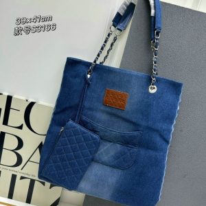 High Quality CHANEL Replica Denim Shopping Bag in Blue