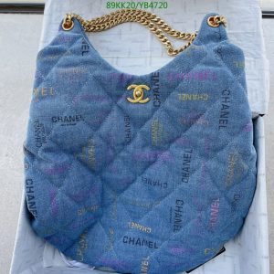 High-Quality Chanel Replica Quilted Denim Handbag YB44 in Hippie Blue