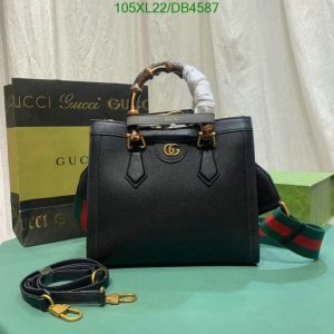 Replica Gucci Diana Small Tote Bag DB74 in Black - High Quality Gucci Replica Bag for Sale Online