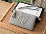 Grey Replica Gucci Leather Wallet - Replica Gucci Soho Wallet BT84