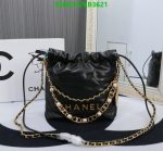 Front view of Replica Chanel 22 Mini Handbag Chic KB3621 in Black