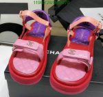 Replica Chanel Lambskin Sandals - Logo Platform DS8070 in Purple, Pink, Red, and Orange