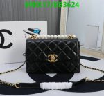 Front view of Replica Chanel Elegant Small Flap Bag in Black