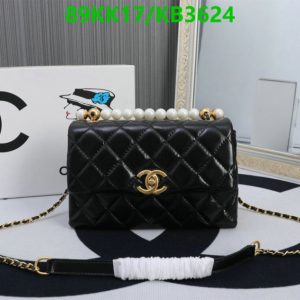 Front view of Replica Chanel Elegant Small Flap Bag in Black