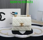 Front view of Replica Chanel Stylish Mini Flap Bag with Top Handle KB36232 in White