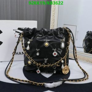 Front view of Replica Chanel Luxe 22 Mini Handbag KB3622 in Black