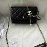 Chanel Classic 24A Shiny Caviar Chain Crossbody Bag KB6805 Black - Elegant Design