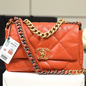 Chanel 19 Handbag Orange for Women L9M1N2 - FRONT VIEW