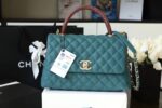 Chanel Large Flap Bag With Top Handle Teal For Women A9B1C2 front view