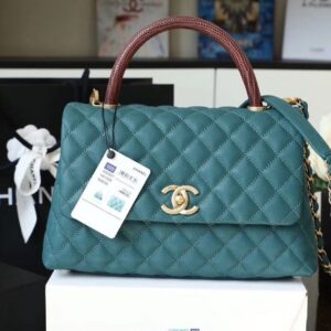 Chanel Large Flap Bag With Top Handle Teal For Women A9B1C2 front view