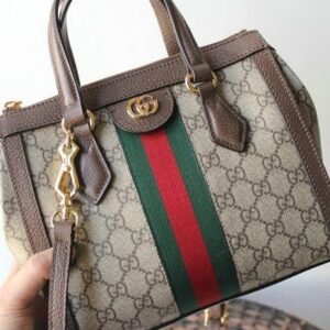 Knockoff Gucci Ophidia Tote Bag BeigeEbony V9P2K6 - FRONT VIEW