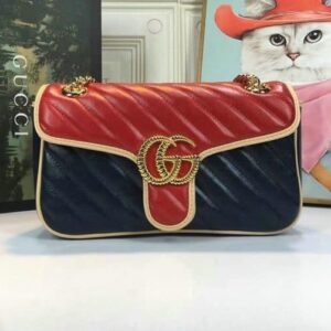 Gucci AAAA Replica Black & White Marmont Bag LBF261