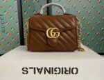 Replica Gucci GG Marmont Brown Top Handle Designer Bag P6D8B3 - FRONT VIEW