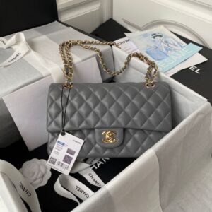 Medium Chanel Classic Handbag Replica – Grey Lambskin, XY5678